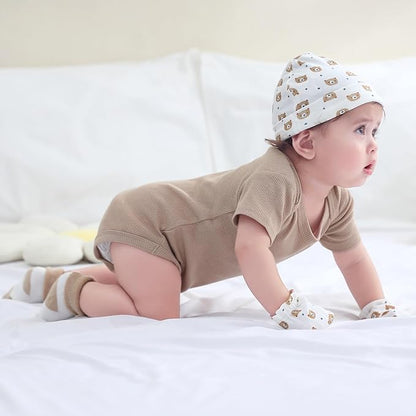 Baby Bodysuit 6 Pack Soft Mixed Ribbed Short Sleeve Romper Infant Boy Girl Clothes Set