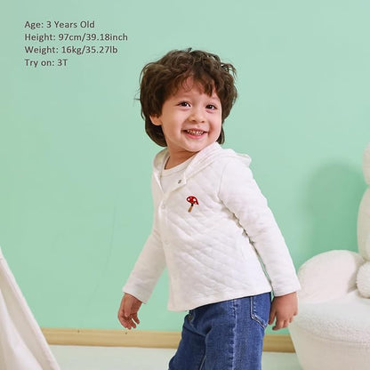 100% Cotton Baby Fall Hoodies Jacket, Comfortable Soft and Warm Baby Spring Jacket,0-24Months Solid-Coloured Coat