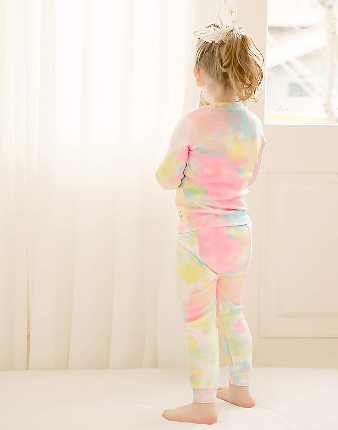 VAENAIT BABY 12M-12Y Toddler Kids Boys Girls 100% Cotton Marbling Tiedye Sung Fit Sleepwear Pajamas 2pcs Pjs Set