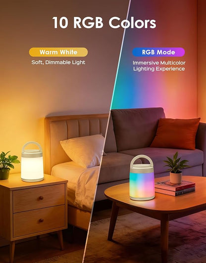 One Fire Night Light for Kids Night Light,10 Colors+8 Dimmable Baby Night Lights for Nursery Lamp,Portable+Remote+Touch Nightlight for Kids Room,1800mAh Tap Light Rechargeable Night Light Cream White