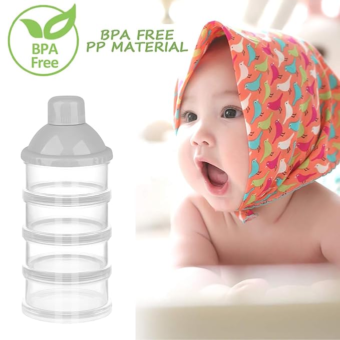 Accmor Formula Dispenser On The Go, 4 Compartments Stackable Formula Container for Travel, Baby Milk Powder Kids Snack Container, BPA Free ﻿
