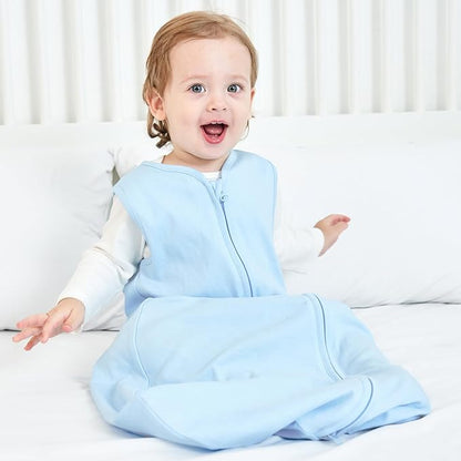 Sleep Sack 3-Pack 100% Organic Cotton Wearable Blanket Toddler Sleeping Bag Sleeveless Sleep Sack 0-6 Months Swaddle Blanket 2-Way Zipper S Size