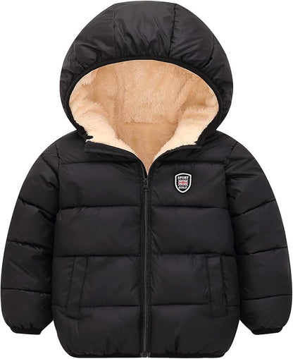 Happy Cherry Kids Boy's Girls Winter Coat Fleece Lined Thick Down Coats Puffy Jackets with Hood