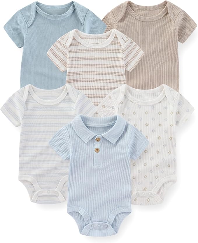 Fashion Baby Boy Girl Bodysuits 6-Pack Casual Cotton Soft Infants Outfit New born Clothes