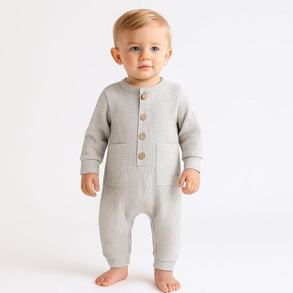 Baby Boys Girls 2 Pack Solid Romper Ribbed Long Sleeve One-Piece Knit Cotton Jumpsuit Outfits Clothes