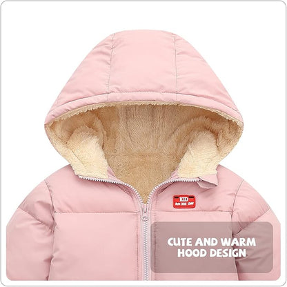 Baby Girl Winter Fleece Coat Toddler Boy With Hood Puffer Jacket Down Outerwear