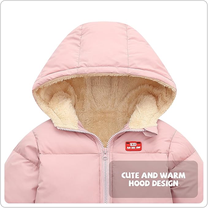 Baby Girl Winter Fleece Coat Toddler Boy With Hood Puffer Jacket Down Outerwear