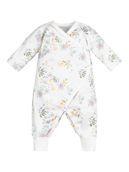 Under the Nile Organic Cotton Side Snap Kimono, Modern Daisy. Newborn