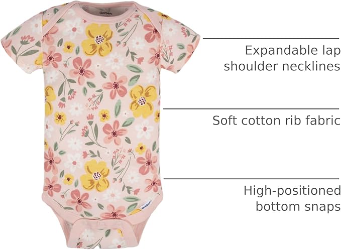 Gerber Unisex Baby 5-Pack Short-Sleeve Onesies