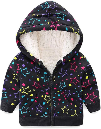 Mud Kingdom Boys Girls Full-Zip Hooded Sweatshirt Fur Lined Funny Pattern 6 Months-8 Years