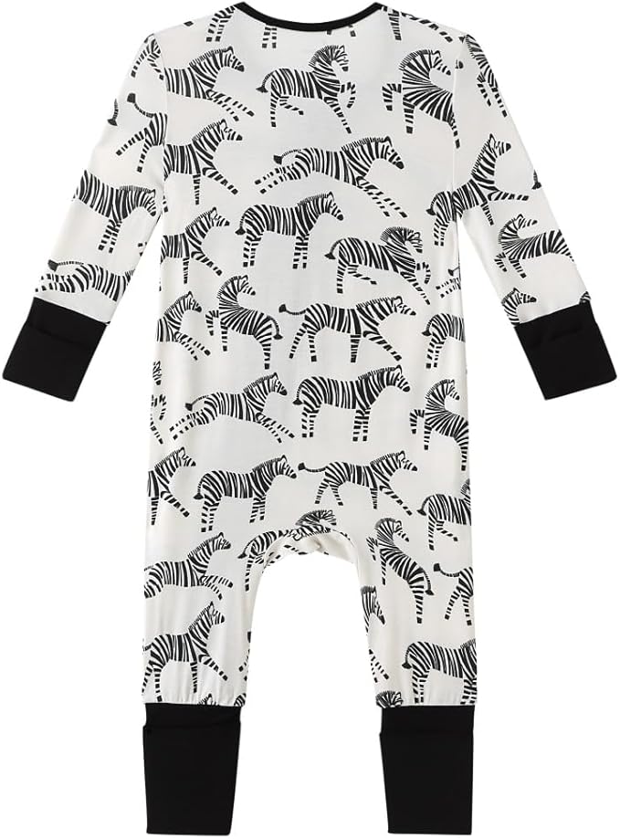 Unisex Infant Neutral Zipped Footies, Viscose from Bamboo 2-Way Zipper Romper Outfit, 0-24 Months One-piece Jumpsuit