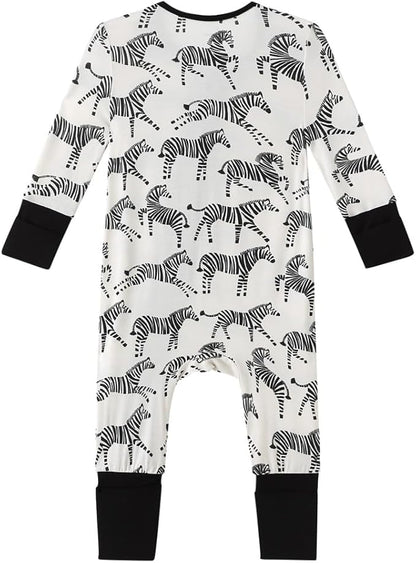 Unisex Infant Neutral Zipped Footies, Viscose from Bamboo 2-Way Zipper Romper Outfit, 0-24 Months One-piece Jumpsuit