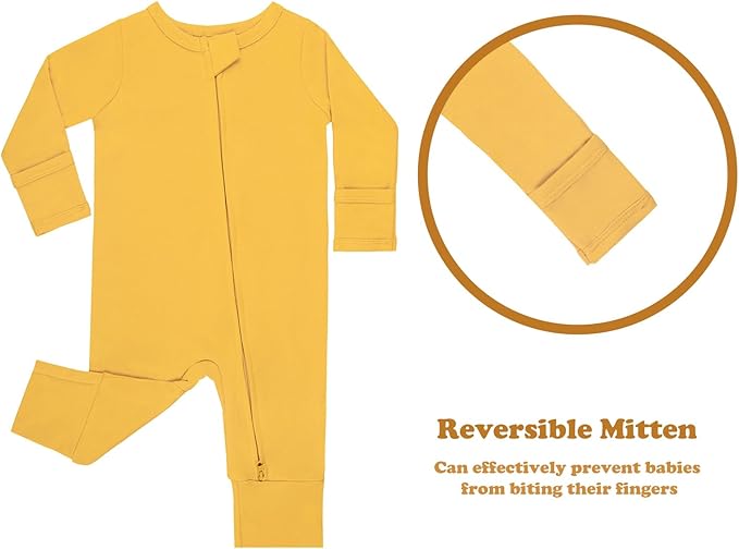 GUISBY Cotton Sleepers Footless Pajamas with Zipper and Mittens Long Sleeve Rompers for Baby