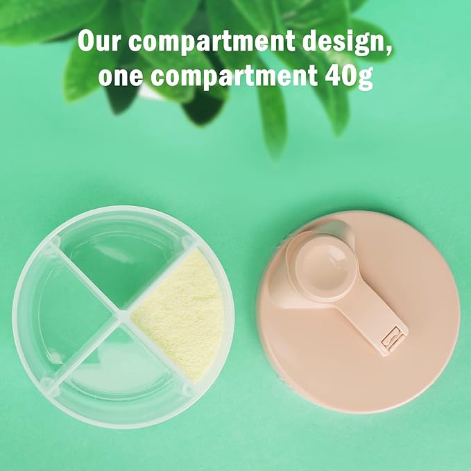 Accmor Baby Formula Dispenser On The Go, Non-Spill Rotating Four-Compartment Formula Container to Go, Milk Powder Kids Snack Container for Infant Toddler Travel Outdoor, Pink, 2 Pack