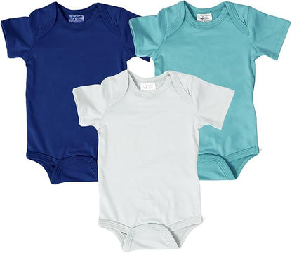 Baby Short Sleeve Onesie Bodysuits (3-Pack), Newborn Bodysuit with Snap Closure for Boys Girls Infants