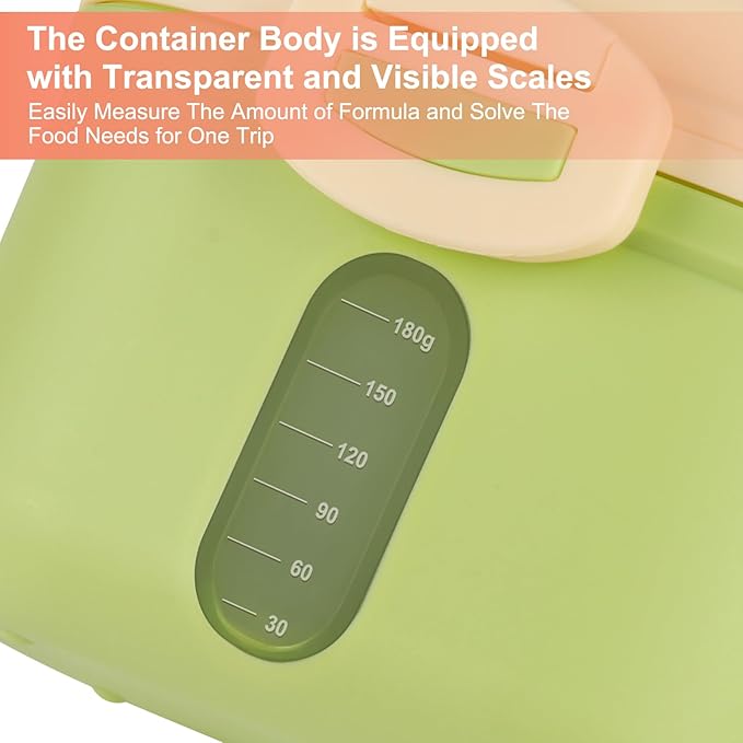 Accmor Baby Formula Dispense On The Go, Portable Milk Powder Formula Dispenser with Scoop,Formula Containers for Travel Hold 8.5oz/240g Formula,Green