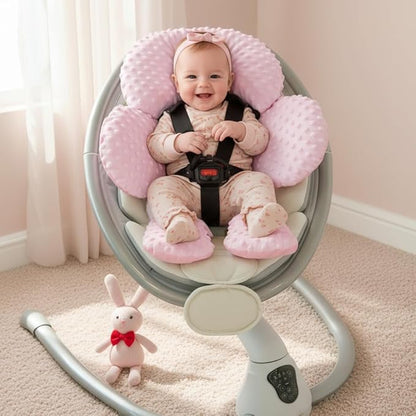 Pro Goleem Infant Car Seat Head Neck Body Support, Ultra-Soft Minky and Microfiber Newborn Car Seat Insert, Perfect for Car Seat, Stroller, 2-in-1 Reversible, Girls, Pink