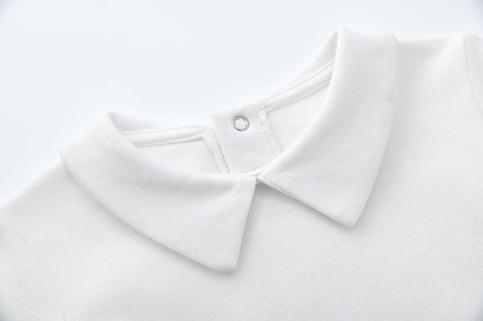 Teach Leanbh Infant Baby Polo Bodysuit Cotton Long Sleeve Pure Color Shirt 3-24 Months (Red/Peter Pan Collar, 3 Months)