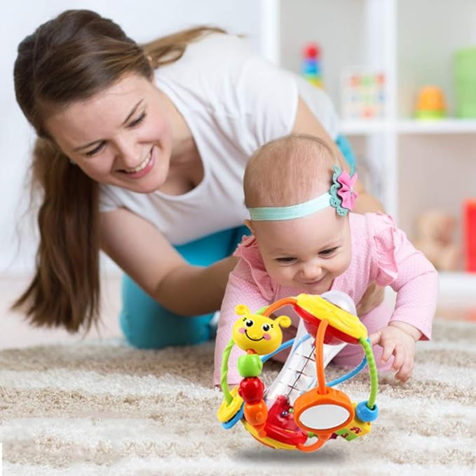 Baby Toys 0-6-12 Months, Baby Rattle Toys Activity Ball Infant Toys 6 Month Old Baby Toys 3-6 Months, Shaker Grab Spin Travel Toys Easter Christmas Basket Stuffers Gifts