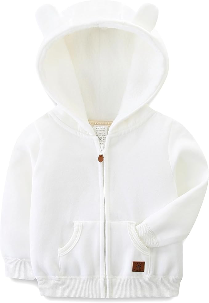 Baby Boy Girl Clothes Zip-Up Hoodies with Sherpa Lining Spring Fall Outerwear Coat