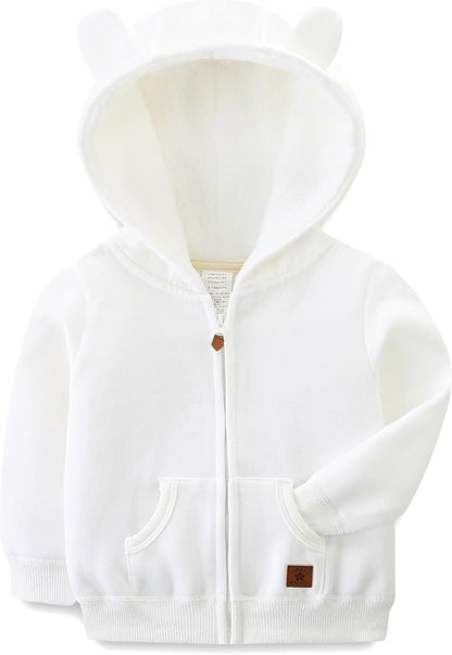 Baby Boy Girl Clothes Zip-Up Hoodies with Sherpa Lining Spring Fall Outerwear Coat