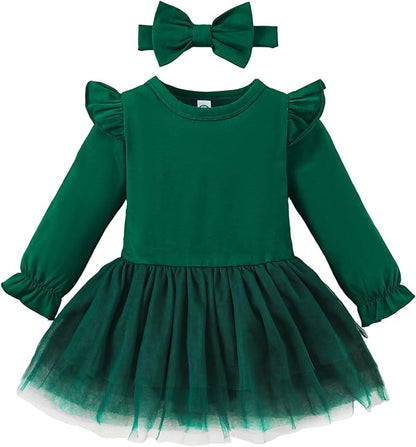 Magic Park 0-18M Infant Bodysuit Tutu Dress Baby Girl Romper Dress Toddler Solid Color Tulle Skirt Baptism Holidays Outfits