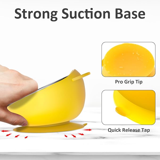 Stainless Steel Baby Bowls with Suction, 2-in-1 SUS304 Toddlers Bowl & Removable Silicone Suction Kids Bowl, Anti Scald Non Toxic Snack Container for Baby Food Feeding, 4 Colors Set