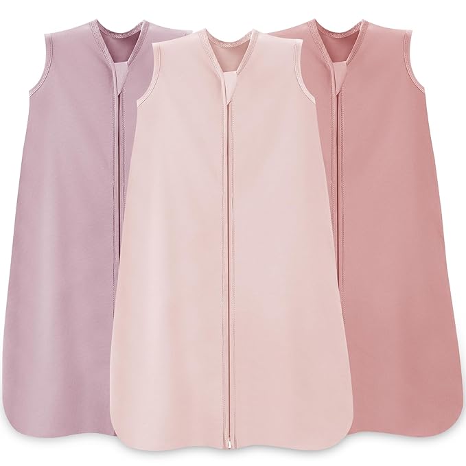 Baby Sleep Sack 0-6 Months,100% Cotton TOG 0.5 Wearable Blanket for Newborn and Infant, 3 Pack 2-Way Zipper Lightweight Sleeping Bags for Toddler