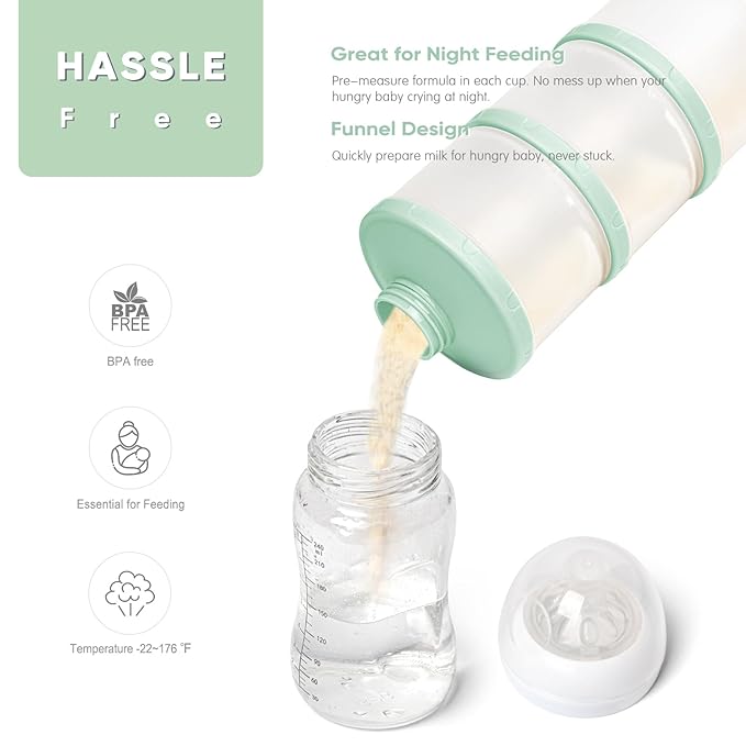 Termichy Stackable Formula Dispenser Portable Milk Powder Container, 2 Pack, Light Green