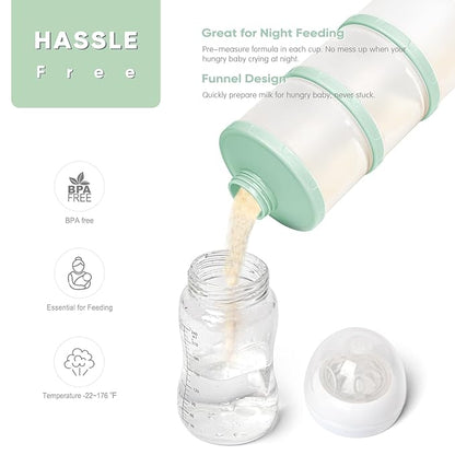 Termichy Stackable Formula Dispenser Portable Milk Powder Container, 2 Pack, Light Green