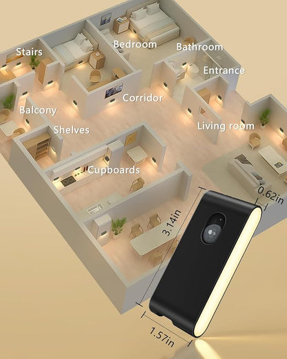 WILLED Motion Sensor Night Lights, Wireless Stair Lights Indoor, Battery Rechargeable Night Lights for Stairway, Hallway, Kitchen, Closet, Cabinet, Bedroom, Kids' Room(4-Pack)