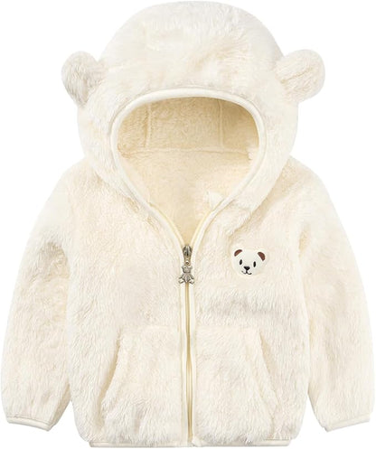 Baby Boys Girls Fleece Jackets Zip Up Hoodies Cute Bear Coats Fall Winter Fuzzy Jacket Newborn Boys Girls Outwear