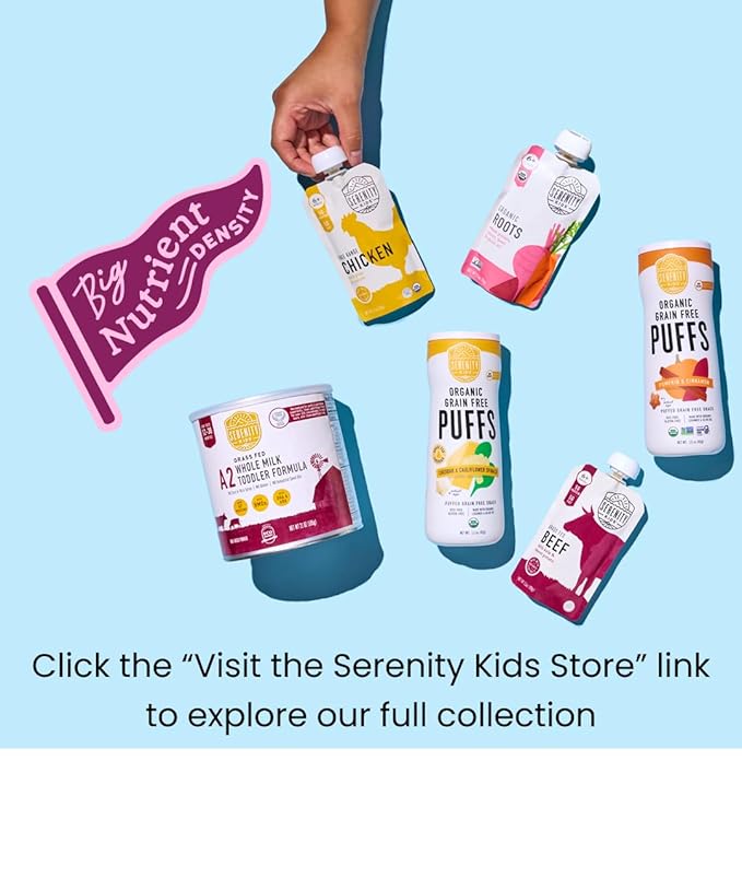 Serenity Kids 6+ Months Veggie Puree Baby Food Pouches - USDA Organic Baby Food - BPA-Free Allergen-Free Toddler Pouches - On-the-Go Toddler Meals - 3.5 Oz, 8 Pack