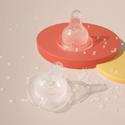 YOHKOH Natural Glass Baby Bottle with Level 2 Medium Flow Nipple, Newborn Anti-Colic Baby Bottles, Wide Neck Mushroom Baby Glass Bottle (8.8ounce (Pack of 4), Blue1)