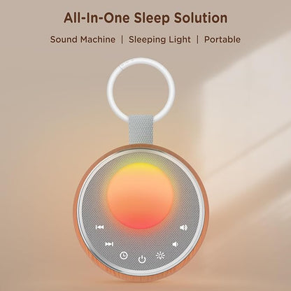 Peakeep White Noise Portable Sound Machine Sleeping Light for Adults Baby, Loud Clear Speaker, 25 Hours Continuous Audio 27 Noise Fan Nature No-looping Sounds, 30 Volume, Battery Operated