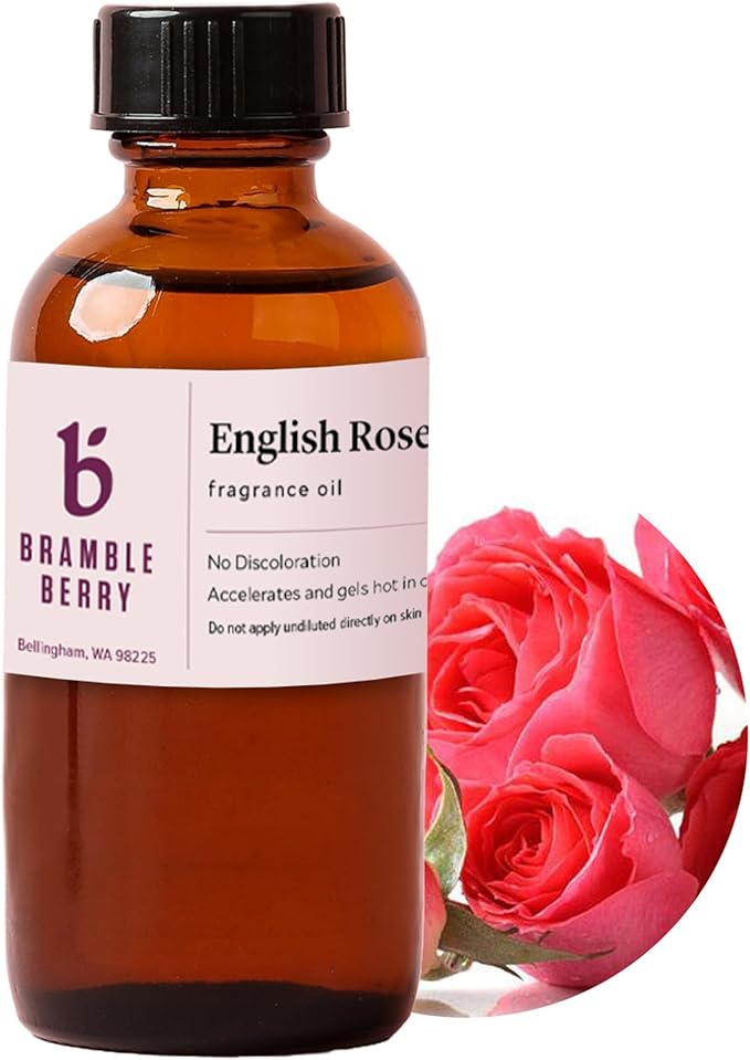 Bramble Berry English Rose Fragrance Oil 2 oz | Classic Rose Scent for Soap Making, Candles, Perfume, Bath Bombs & Skincare | Romantic Floral Aroma | Skin Safe, Vegan, Paraben & Phthalate Free