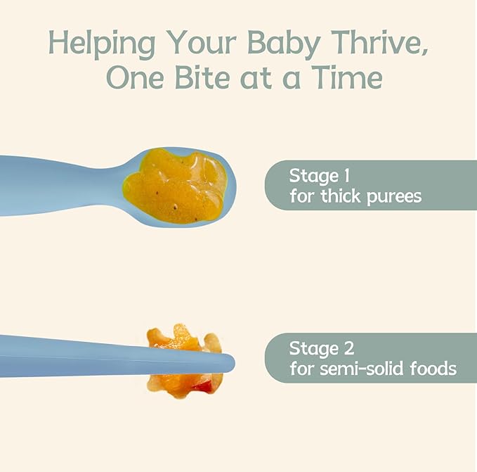 Baby Spoons Self Feeding 6+ Months Set, 6 Pack First Stage Baby Led Weaning Supplies, BPA Free, Toddler Utensils for Soft Tip Silicone Feeding Spoon, Boil and Dishwasher Safe