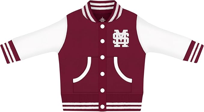 Creative Knitwear College Baby Varsity Jacket Lightweight - Team Logo, Multiple Colors, Unisex, (0 Months - 4T)