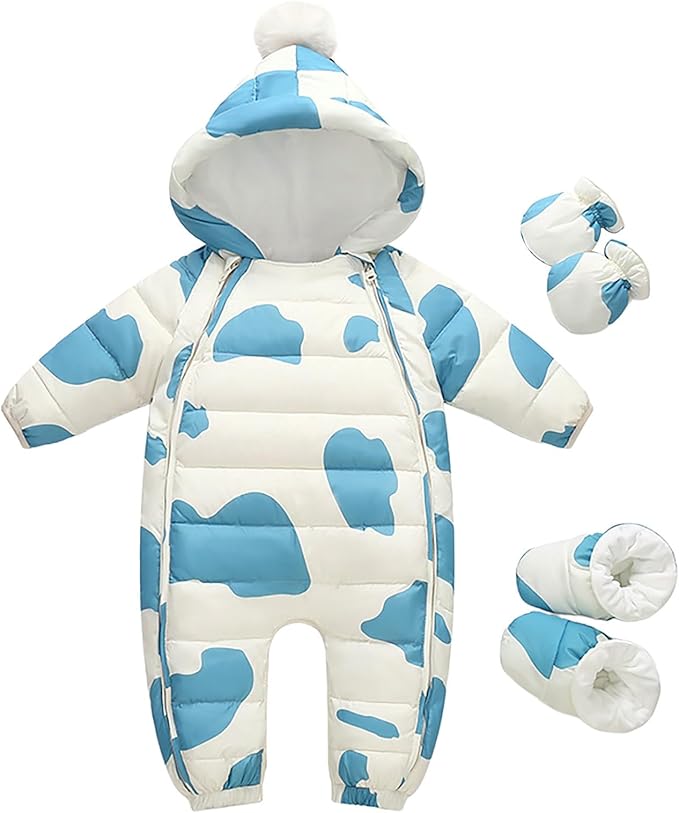 Baby Snowsuit Double Zipper Down Jacket Infant Hooded Romper Jumpsuit Newborn Boys Girls Winter Bodysuit Warm Outerwear