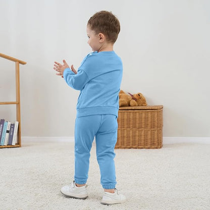 Fullfamous Baby and Toddler Boys 100% Cotton 2 Piece Long Sleeve Sweatshirt and Sweatpant Jogger Pants Set Newborn-4T
