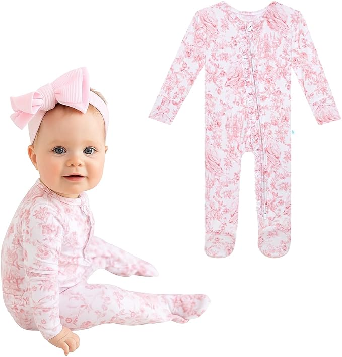 Ruffled Zippered Vintage Pink Rose One Piece