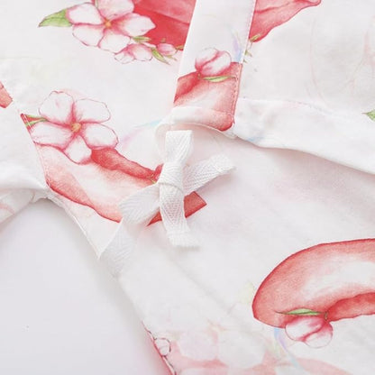 BINIDUCKLING Baby Kimono Style Wrap Over Bodysuit Soft Muslin Fabric Graphic Print