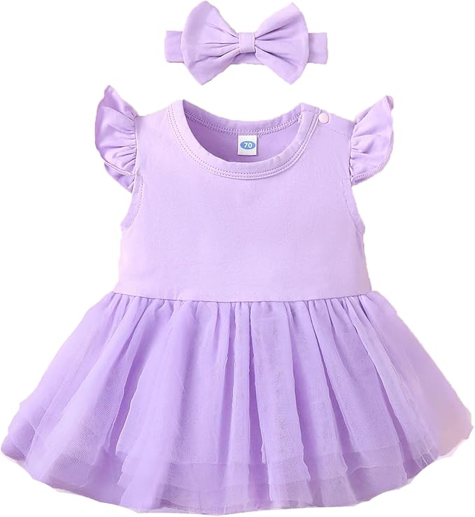 Magic Park 0-18M Infant Bodysuit Tutu Dress Baby Girl Romper Dress Toddler Solid Color Tulle Skirt Baptism Holidays Outfits