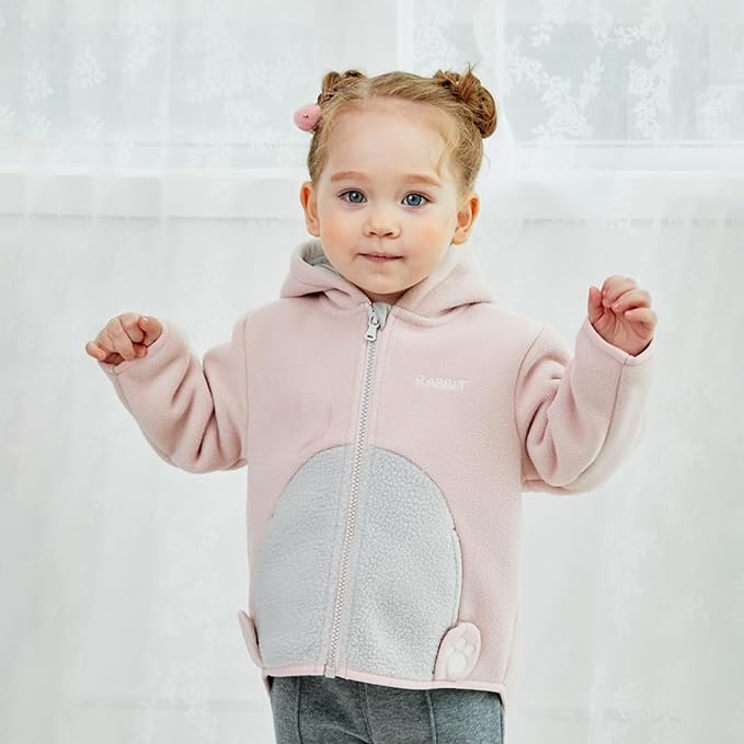 DAVE&BELLA Toddler Fleece Jacket, Baby Boys Girls Animal-shaped Hooded Zipper Long Sleeve Warm Spring Autumn Outerwear Coat