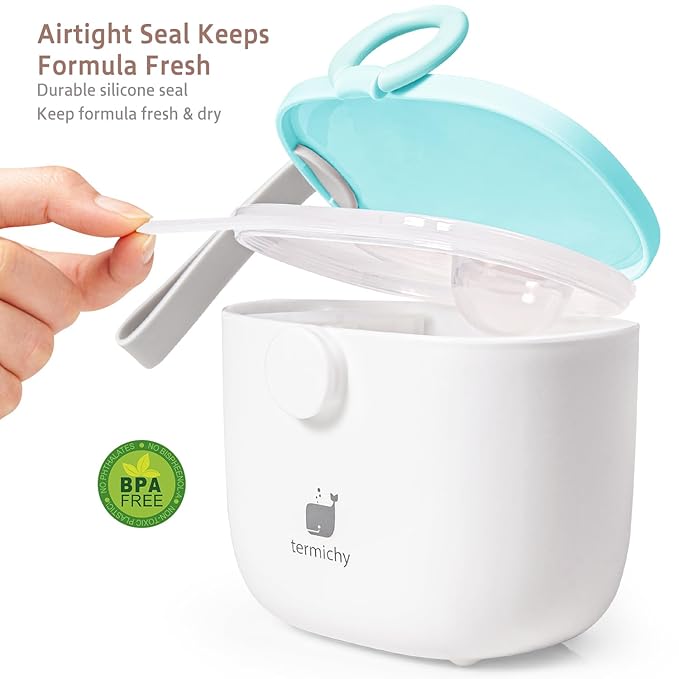 Termichy Baby Formula Dispenser, Portable Milk Powder Dispenser Container with Carry Handle and Scoop for Travel Outdoor Activities with Baby Infant, 8.8OZ, 0.55LB, 250g, 500ml (Baby Blue)