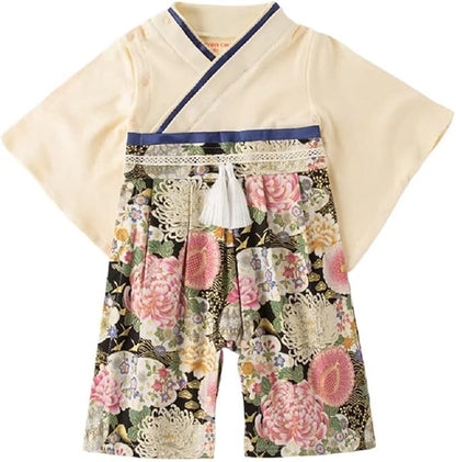 Baby Girl Kimono Romper Japanese Costumes Hakama Coverall Infant Samurai Outfits