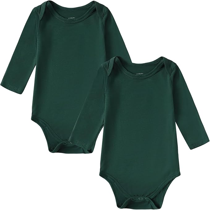 DEFAHN 2PCS Visocse from Bamboo Baby Rompers Unisex Onsies Solid Short Sleeve Baby Bodysuit 0-24 Months