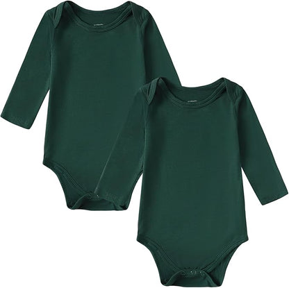 DEFAHN 2PCS Visocse from Bamboo Baby Rompers Unisex Onsies Solid Short Sleeve Baby Bodysuit 0-24 Months