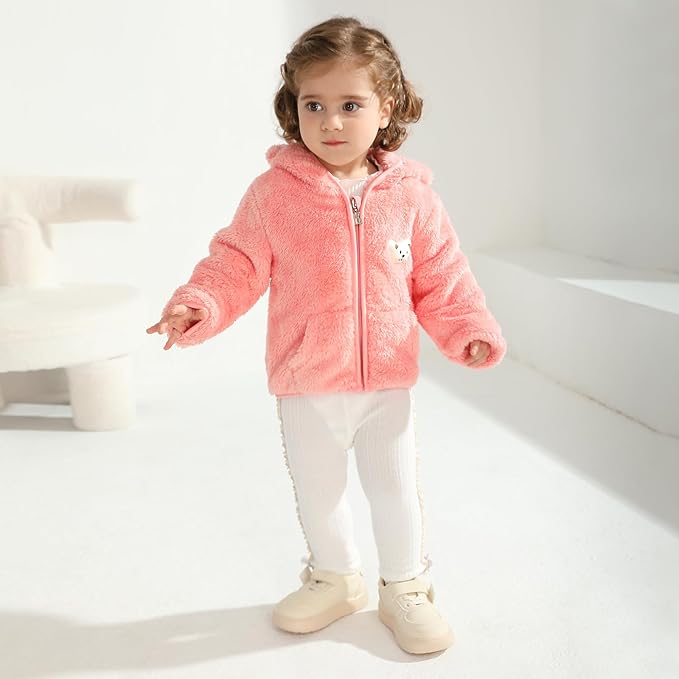 Baby Boys Girls Fleece Jackets Zip Up Hoodies Cute Bear Coats Fall Winter Fuzzy Jacket Newborn Boys Girls Outwear