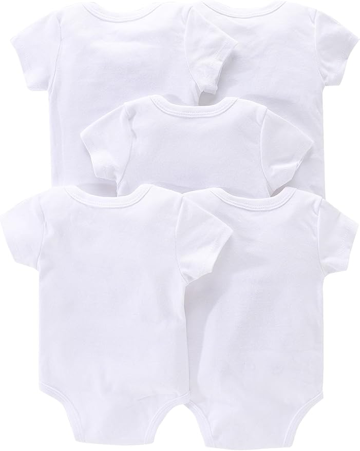 JYHOPE 5-Pack Newborn Infant Short Sleeve Pure Color Romper Bodysuit For Baby Girls And Boys Toddler Summer Clothes
